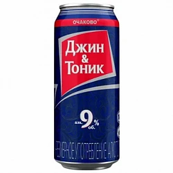 Напиток слабоалкогольный газированный "Джин-Тоник" 9%, ж/б 0,45л, ЗАО "МПБК "ОЧАКОВО"