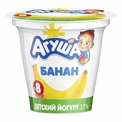 Йогурт Агуша 2,7%  90гр вязкий Банан